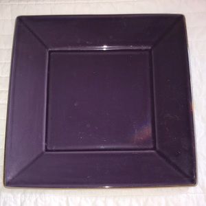 Pottery barn Asians square dinner plate purple with brown trim VGuc 10” square